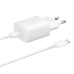 Samsung 25W PD Adapter + USB-C to USB-C Cable (a set) White