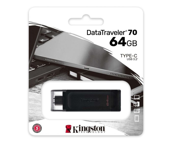 740617305302 KINGSTON DataTraveler 70 64GB USB-C 3.2 Flash Drive - Image 1